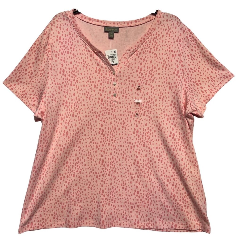 Style & Co Womens 3X Warm Blush Pink Essential Tee Top 60% Cotton 40% Polyester